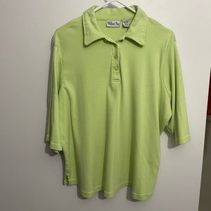 Willow Bay Womens 18/20W (2X) Light Green 3/4 Sleeve Polo Collared Shirt Blouse